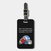 Fußball und Helm personalisiert Gepäckanhänger (Vorderseite vertikal)