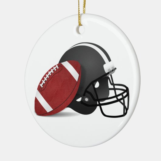 Fußball und Helm Weihnachten Keramik Ornament (Links)