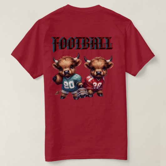 Fußball- und Hochlandkühe T-Shirt (Design Rückseite)