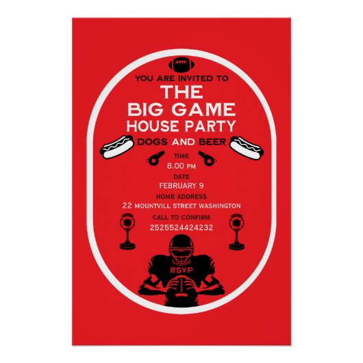 Fußball- und Hotdog-Party Poster (Vorderseite)