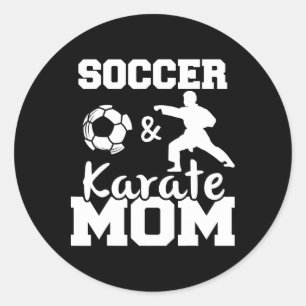 Fußball und Karate Mama Lustiger Fußballspieler Ka Runder Aufkleber