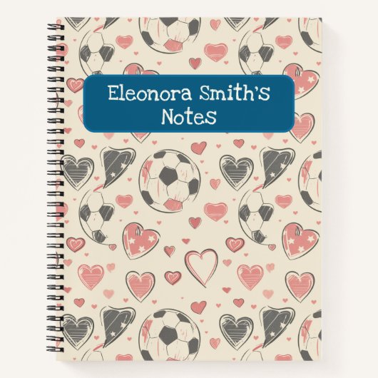 Fußball und Liebe hören Kinder zurück zur Schule Notizblock (Vorderseite)