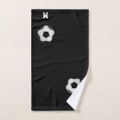 Fußball und Monogramm auf schwarz Badhandtuch Set (Handtuch)