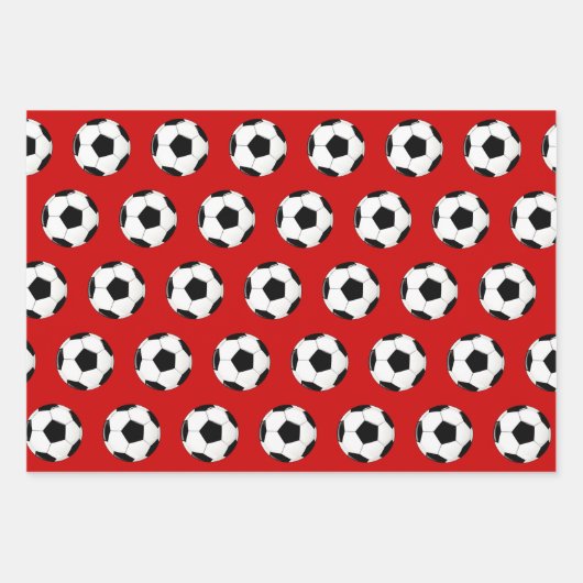 Fußball und Schneeflocke Rot und Schwarz Weihnacht Geschenkpapier Set (Vorderseite 2)
