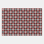 Fußball und Schneeflocke Rot und Schwarz Weihnacht Geschenkpapier Set (Vorderseite)