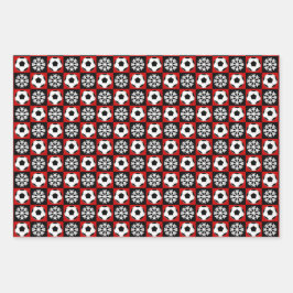 Fußball und Schneeflocke Rot und Schwarz Weihnacht Geschenkpapier Set