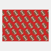 Fußball und Schneeflocken Rot und Schwarz Weihnach Geschenkpapier Set (Vorderseite 2)