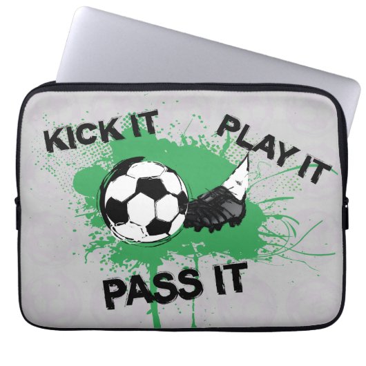 Fußball und Stiefeldesign Laptopschutzhülle (Vorderseite)