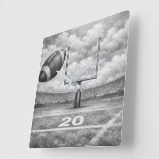Fußball und Torpfosten – Quadratische Acryl-Uhr Wanduhr