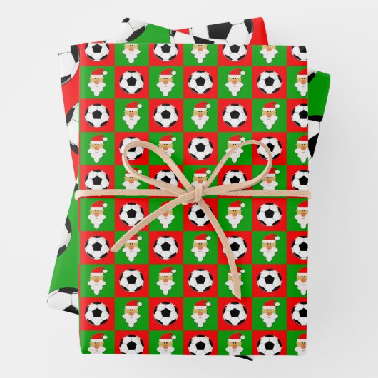 Fußball und Weihnachten, Rot und Grün Geschenkpapier Set (Beispiel)