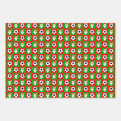 Fußball und Weihnachten, Rot und Grün Geschenkpapier Set (Vorderseite)