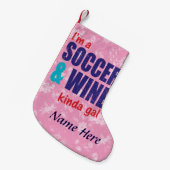 Fußball und Wein Funny Christmas Strumpf Kleiner Weihnachtsstrumpf (Vorderansicht (hängend))