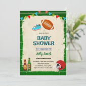 Fußball und winzige Zehen - Baby-Dusche Einladung (Stehend Vorderseite)