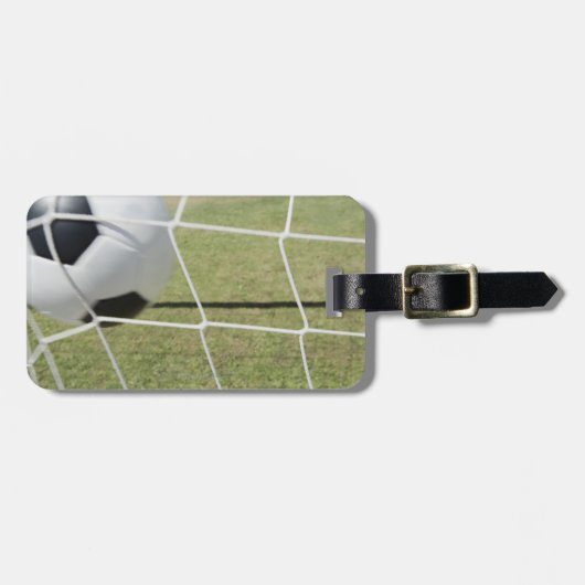 Fußball und Ziel Gepäckanhänger (Vorderseite horizontal)