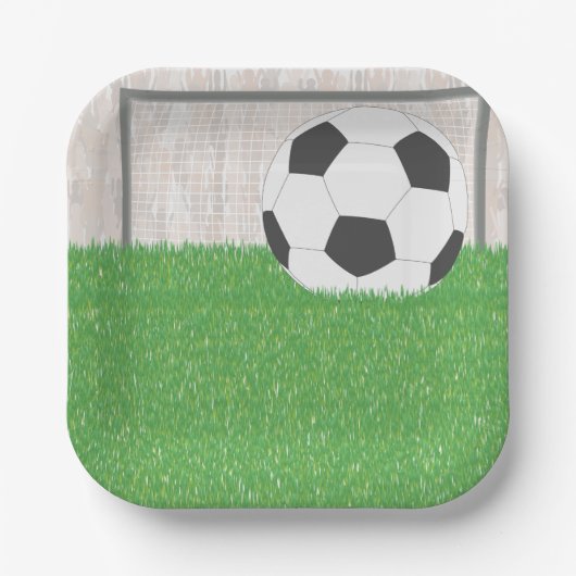 Fußball und Ziel Pappteller (Vorderseite)