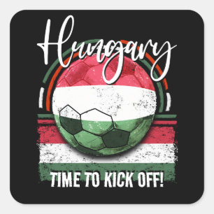 Fußball Ungarische Flagge, Europäische Fußball-Fuß Quadratischer Aufkleber