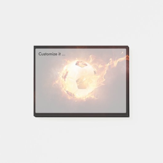 Fußball unter Feuer, Ball, Fußball Post-it Klebezettel (Vorderseite)