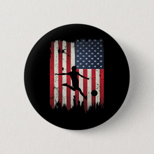 Fußball USA Amerikanische Flagge 4. Juli Patriotis Button