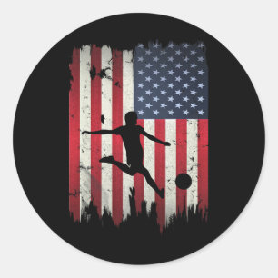 Fußball USA Amerikanische Flagge 4. Juli Patriotis Runder Aufkleber