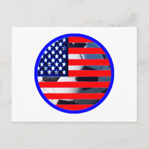 Fußball & USA Flag2 The MUSEUM Zazzle Blue-C Postkarte