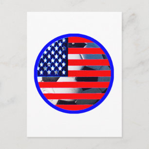 Fußball & USA Flag2 The MUSEUM Zazzle Blue-C Postkarte