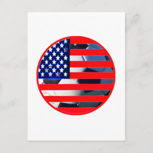 Fußball & USA Flag2 The MUSEUM Zazzle Red-C Postkarte