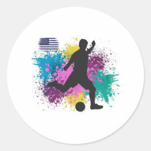 Fußball USA Grungy Color Splashes Runder Aufkleber
