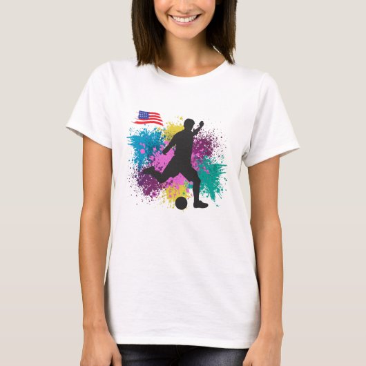 Fußball USA Grungy Color Splashes T-Shirt (Vorderseite)