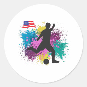 Fußball USA Grungy Farbspritzer Runder Aufkleber