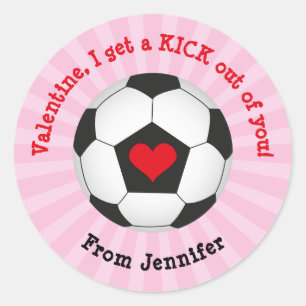 Fußball-Valentinstag-Rundaufkleber für Mädchen Runder Aufkleber