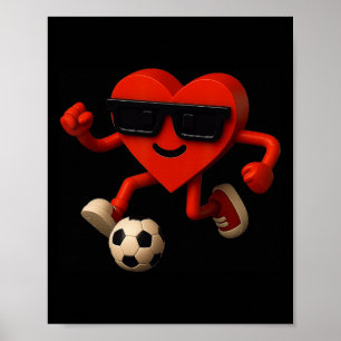 Fußball Valentinstag Süß Lustig Herz Jungen Mädche Poster