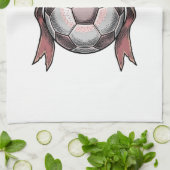Fußball Vintage mit rosa Schleife Geschirrtuch (Gefaltet)