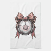 Fußball Vintage mit rosa Schleife Geschirrtuch (Vertikal)