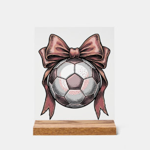 Fußball Vintage rosa Schleife Acrylschild