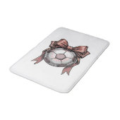 Fußball Vintage rosa Schleife Badematte (Schrägansicht)