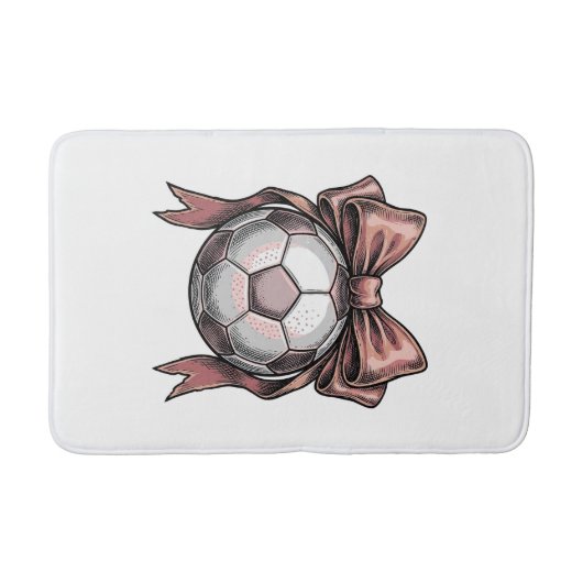 Fußball Vintage rosa Schleife Badematte (Vorderseite)