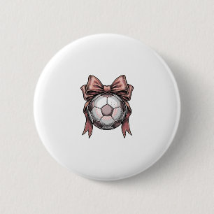 Fußball Vintage rosa Schleife Button