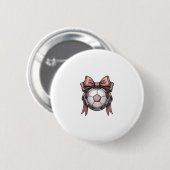 Fußball Vintage rosa Schleife Button (Vorne & Hinten)