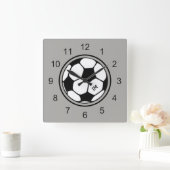 Fußball-Wand schwarz und grau Quadratische Wanduhr (Zuhause)