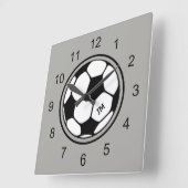 Fußball-Wand schwarz und grau Quadratische Wanduhr (Winkel)