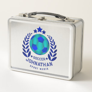 Fußball-Wappen Helle blaue Sport-Fan-Geschenke Metall Brotdose