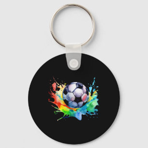 Fußball Wasserfarbe Fußball Artsy Spritzer Spieler Schlüsselanhänger