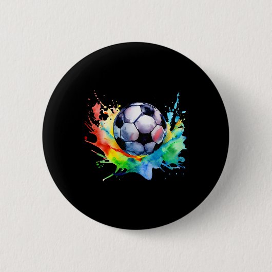 Fußball Wasserfarbe Fußball Kunstsplash Spieler Button (Vorderseite)