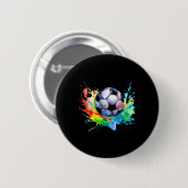Fußball Wasserfarbe Fußball Kunstsplash Spieler Button (Vorne & Hinten)