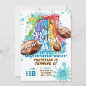 Fußball Wasserrutsche Pool Party Geburtstagsfeier Einladung (Vorderseite)