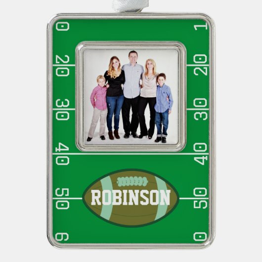 Fußball Weihnachten Rahmen-Ornament Silber (Vorderseite)