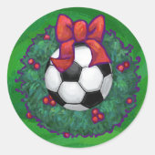 Fußball Weihnachten Runder Aufkleber (Vorderseite)