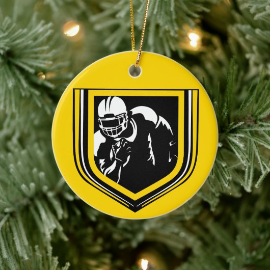 Fußball Weihnachten Schwarz-Gold-Ornament Keramik Ornament (Baum)