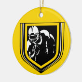 Fußball Weihnachten Schwarz-Gold-Ornament Keramik Ornament (Links)