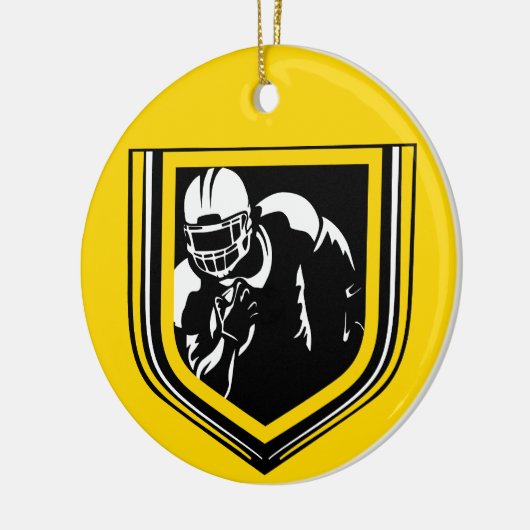 Fußball Weihnachten Schwarz-Gold-Ornament Keramik Ornament (Links)